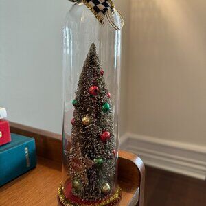 MacKenzie-Childs Courtly Check Christmas Tree in Glass Vase 8.5 inches height